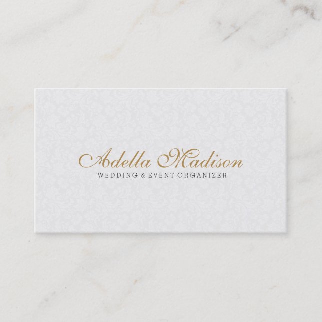 Minimalistic Plush White With Black & Gold Business Card (Front)