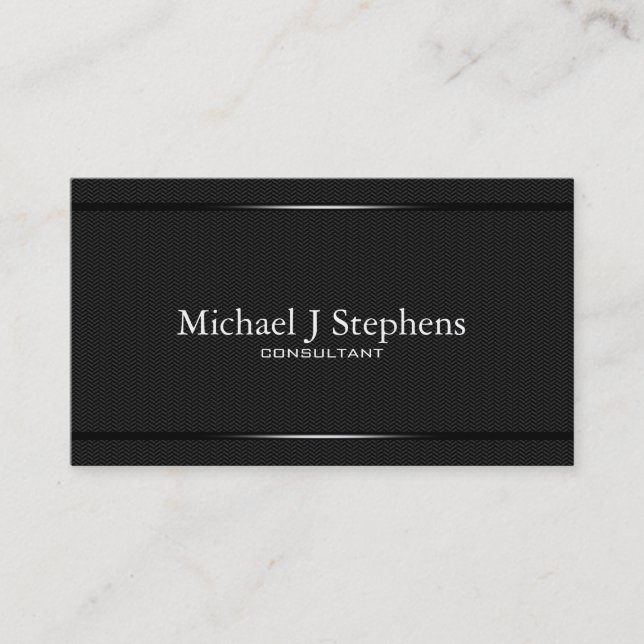 Minimalistic  Professional Black Herringbone Business Card (Front)