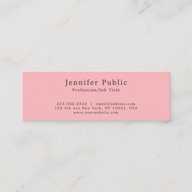 Minimalistic Professional Modern Elegant Pink Mini Business Card (Front)
