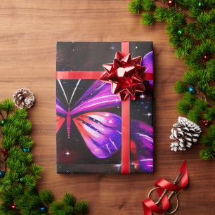 Minimalistic purple butterflies wrapping paper