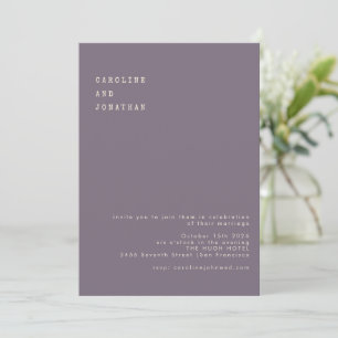Minimalistic Purple Typewriter Typography Wedding Invitation