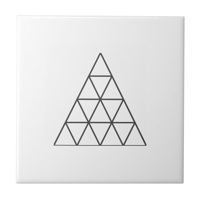 Minimalistic Pyramid Sketch Grey White Ceramic Tile (Front)