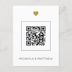 Minimalistic  QR Code  White Wedding  Invitation Postcard