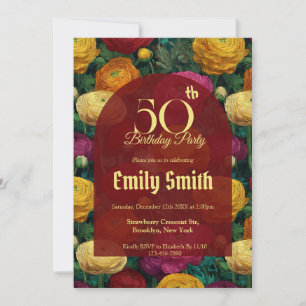 Minimalistic Ranunculus Flower Beach Party Invitation