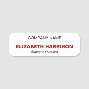 Minimalistic Red and Black Professional Corporate Name Tag