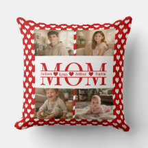 Minimalistic Red Heart Mum Custom 4-Photo Keepsake