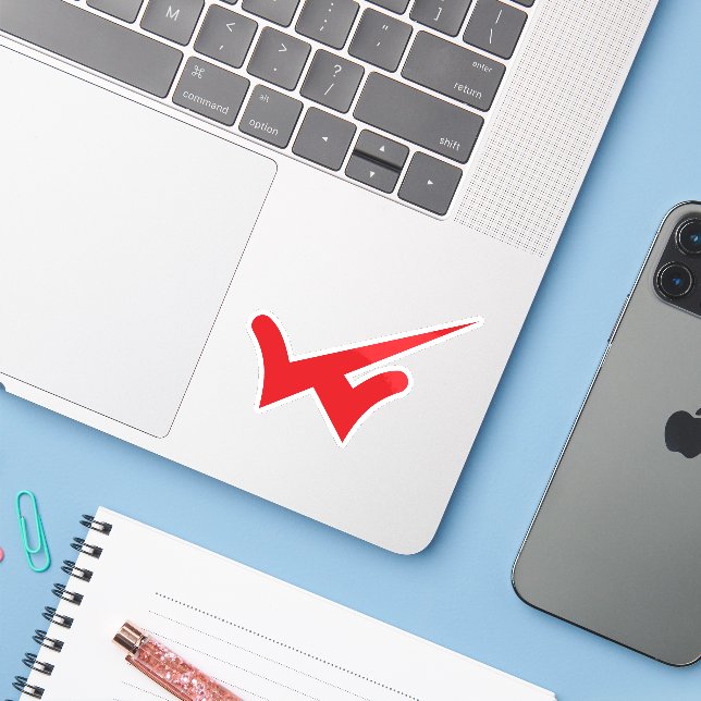 Minimalistic Red Letter W with Right sign (Laptop w/ iPhone)