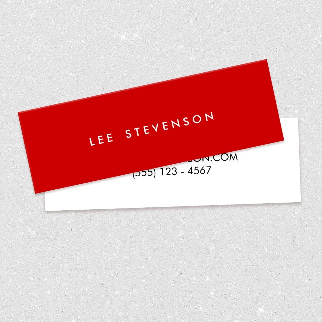 Minimalistic Red Mini Modern Minimalist Mini Business Card (Creator Uploaded)