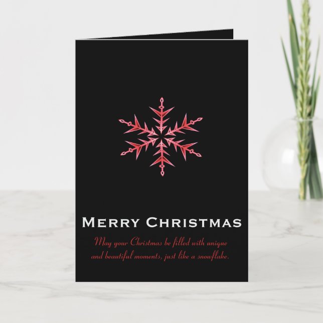 Minimalistic Red Snowflake Hand Drawn Art Card (Front)