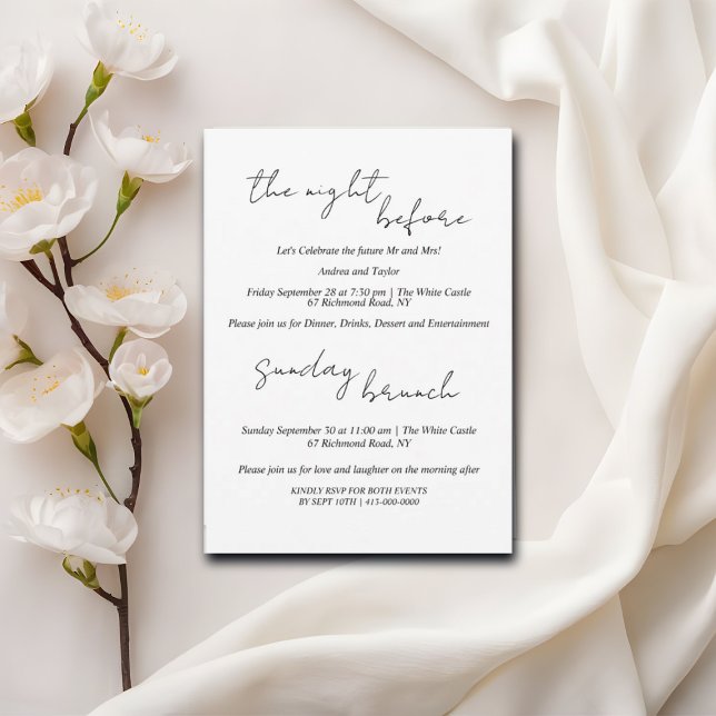 Minimalistic Rehearsal Dinner & Sunday Brunch Invitation (Creator Uploaded)