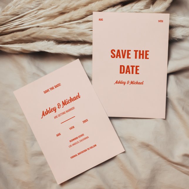 Minimalistic Retro Colourful Wedding Save The Date (Creator Uploaded)