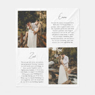 Minimalistic Script Newlyweds Photo Wedding Vows Fleece Blanket