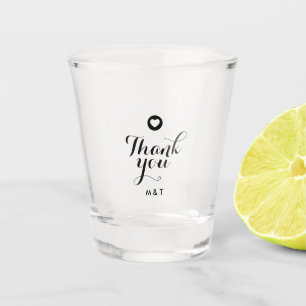 Minimalistic Script Personalised Heart Thank You Shot Glass