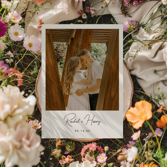 Minimalistic Script Photo Wedding  Save The Date (Creator Uploaded)