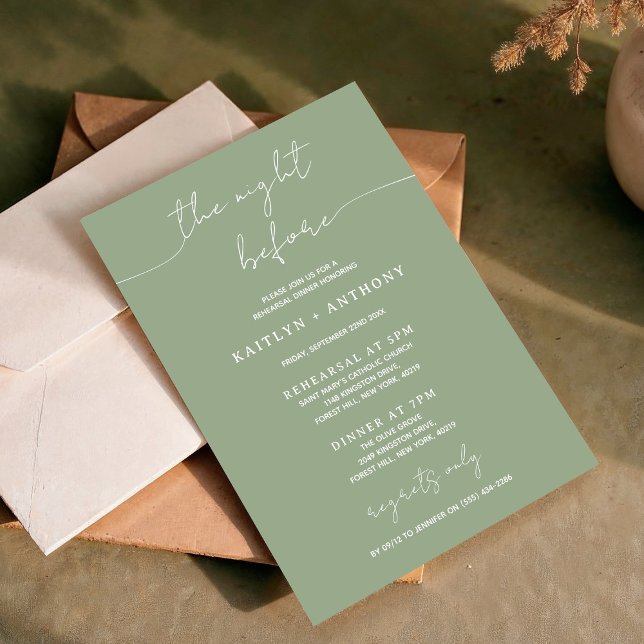 Minimalistic Script Wedding Rehearsal Dinner Invitation (Creator Uploaded)