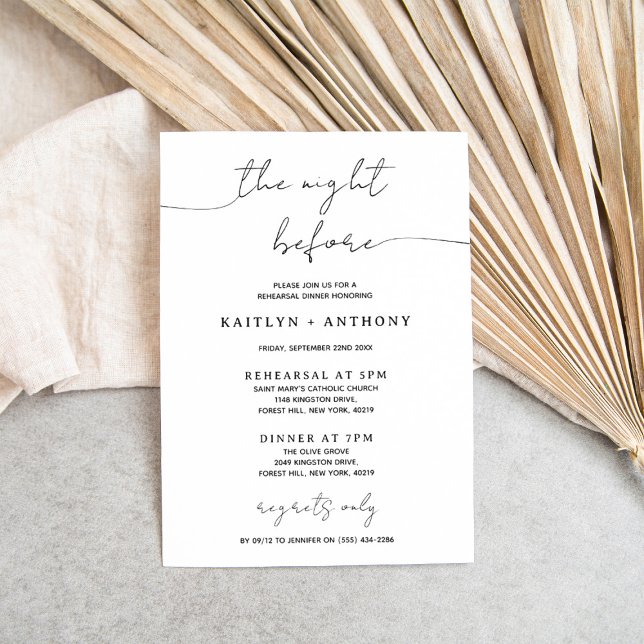 Minimalistic Script Wedding Rehearsal Dinner Invitation (Creator Uploaded)