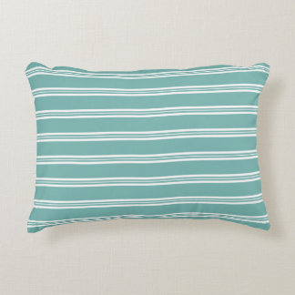 Minimalistic Sea-Green and White Stripes Decorative Cushion