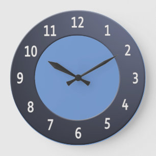Minimalistic Shiny Blue Metallic with White Digits Large Clock