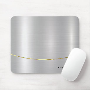 Minimalistic Shiny Faux Silver Background Mouse Pad