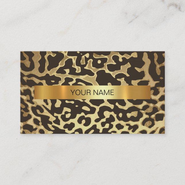 Minimalistic Shiny Gold Jaguar Vip Business Card (Front)