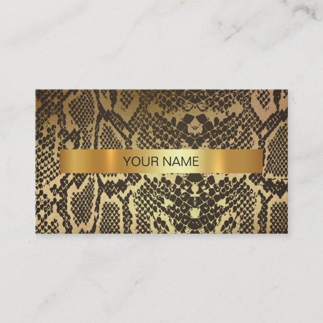 Minimalistic Shiny Gold Python Vip Business Card (Front)
