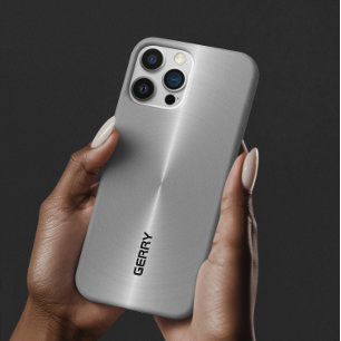Minimalistic shiny metallic silver-grey iPhone 11 pro max case