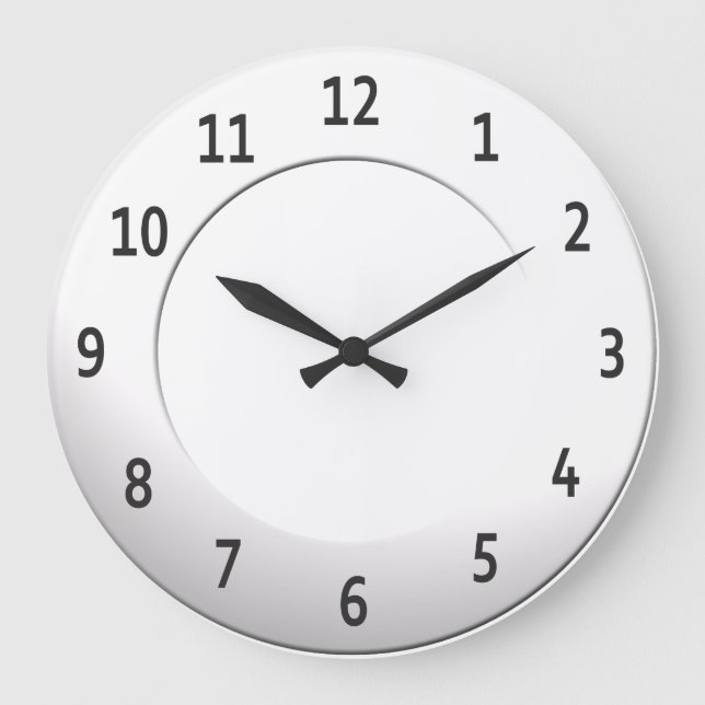 Minimalistic Shiny Metallic with Black Digits Large Clock (Front)