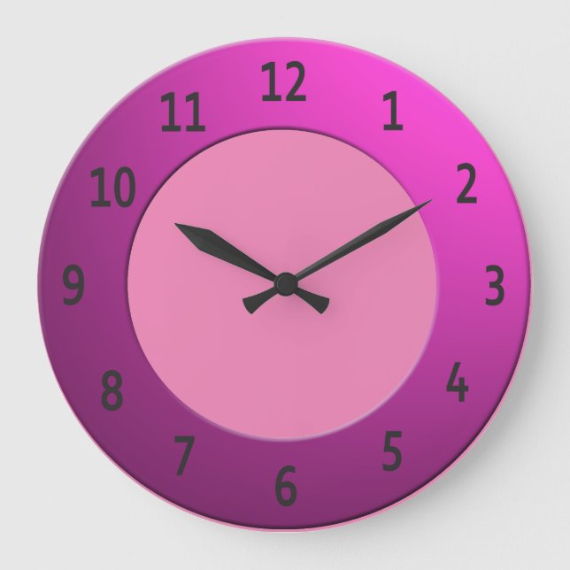 Minimalistic Shiny Pink Metallic with Black Digits Large Clock (Front)