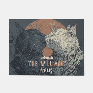Minimalistic Siberian Cat Housewarming Gift Doormat