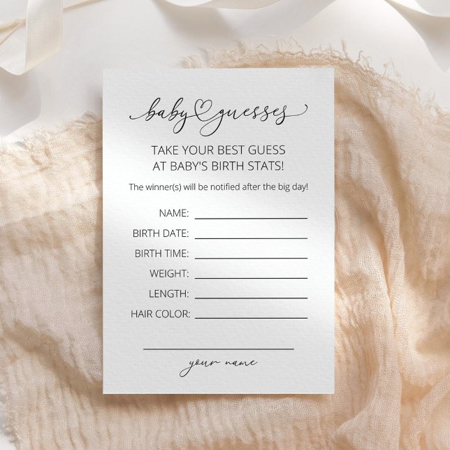 Minimalistic simple Baby Prediction Game Card (Creator Uploaded)