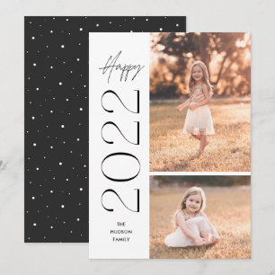 Minimalistic Simple Elegant Happy 2022 Two-Photo Holiday Card