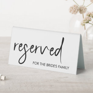 Minimalistic simple elegant reserved table sign