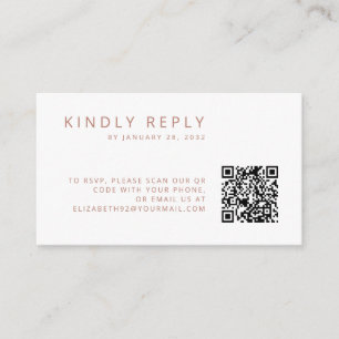 Minimalistic simple old rose QR Code RSVP Enclosure Card