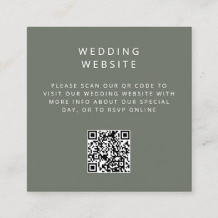 Minimalistic simple QR Code wedding website Enclosure Card
