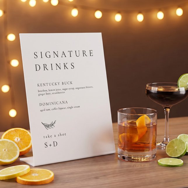 Minimalistic Simple Signature Drinks Wedding Sign (Creator Uploaded)