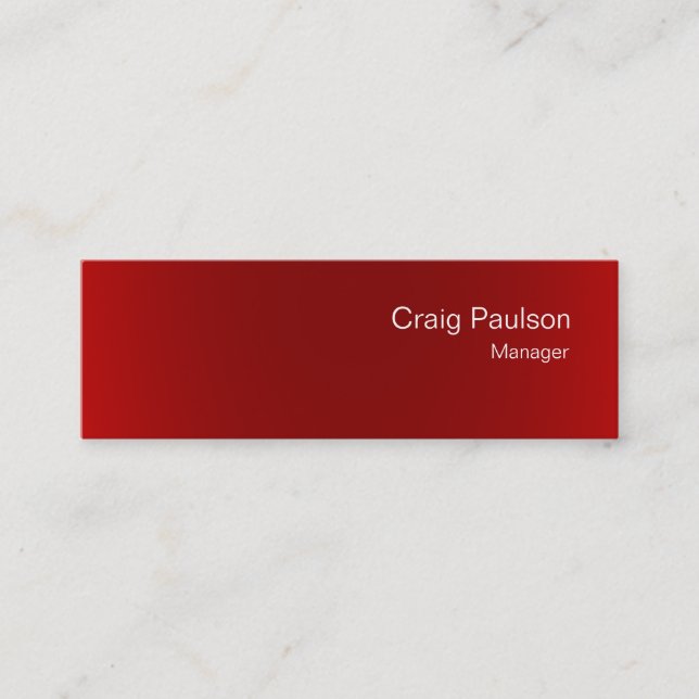 Minimalistic Skinny White Red Clean Business Card (Front)