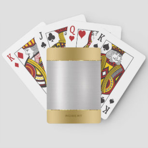 Minimalistic Slick Silver & Gold Metallic Texture  Playing Cards