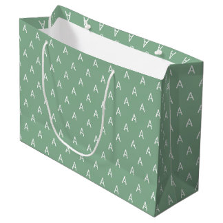 Minimalistic Soft Green Monogram Large Gift Bag