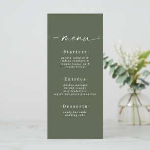 Minimalistic Solid Colour Dark Forest Green Weddin Menu