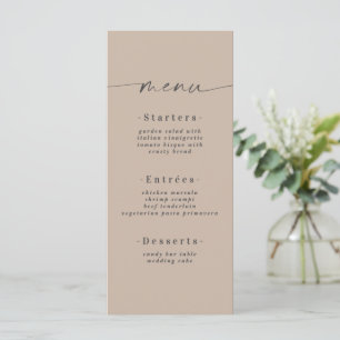 Minimalistic Solid Colour Sand Khaki Beige Wedding Menu