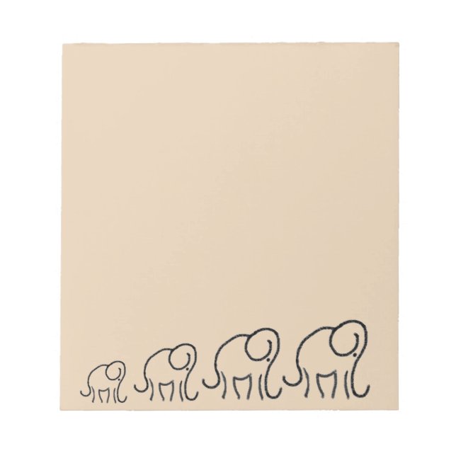 Minimalistic Stylised Elephants Parade Notepad (Front)