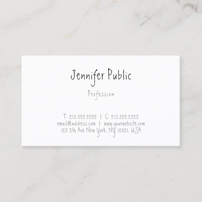 Minimalistic Template Calligraphy Modern Trendy Business Card (Front)