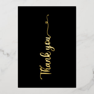 Minimalistic Thank You Black Gold Foil Card