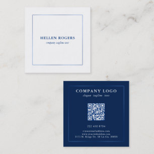 Minimalistic tin blue border square business card