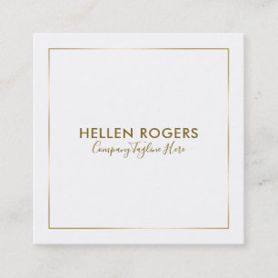 Minimalistic tin gold border square business card