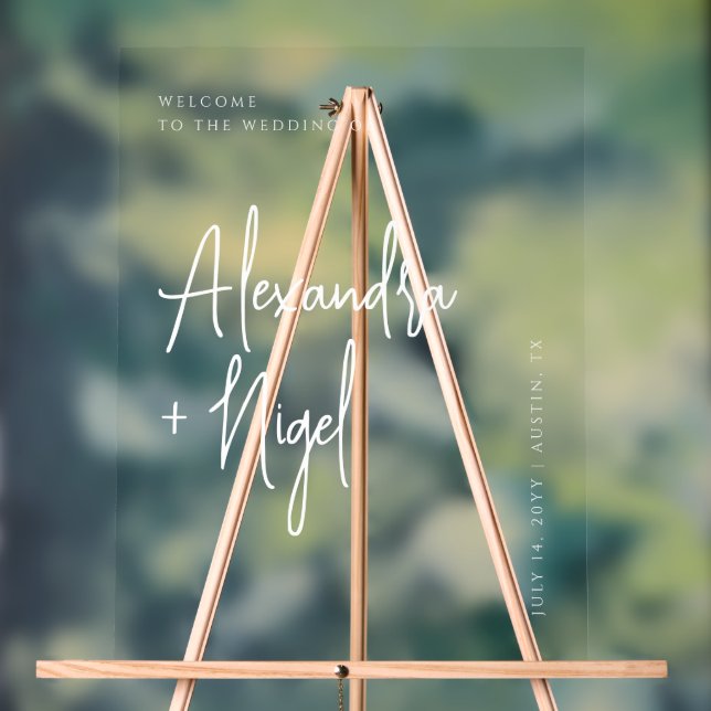 Minimalistic Transparent Classy Wedding Welcome Acrylic Sign (Neutral)
