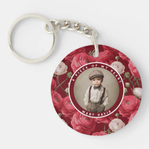 Minimalistic tribute gift Photo Ranunculus Key Ring