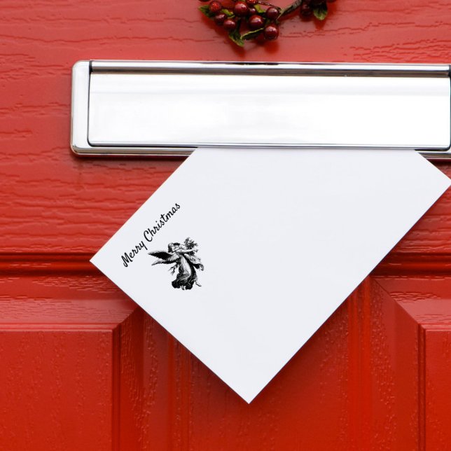 Minimalistic Vintage Merry Christmas Angel Rubber Stamp (Creator Uploaded)