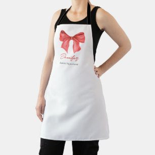 Minimalistic Watercolor Red Ribbon Custom Holiday Apron