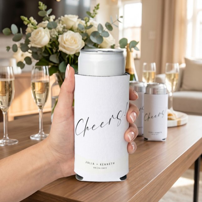 Minimalistic Wedding Calligraphy Seltzer Can Cooler (Creator Uploaded)
